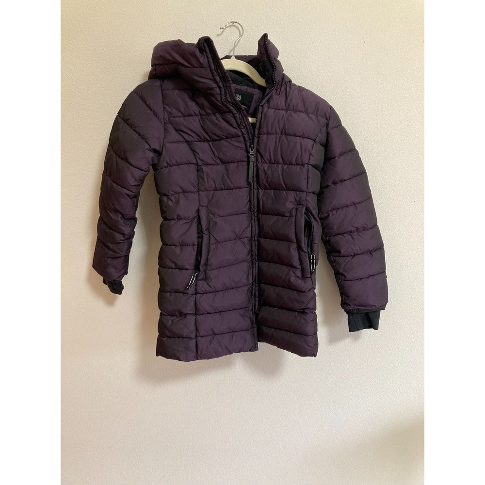 All in Motion Purple Puffer Jacket Kids Size M Medium 7/8 Full Zip‎ with Hood